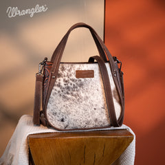 WG169-2022  Wrangler Genuine Hair-On Cowhide Tote/Crossbody -Coffee