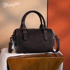 WG169-2025  Wrangler Genuine Hair-On Cowhide Barrel Bag/Crossbody - Black