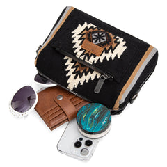 WG174-1832  Wrangler Southwestern Knitted Crossbody Bag - Black