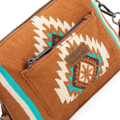 WG174-1832  Wrangler Southwestern Knitted Crossbody Bag  - Brown