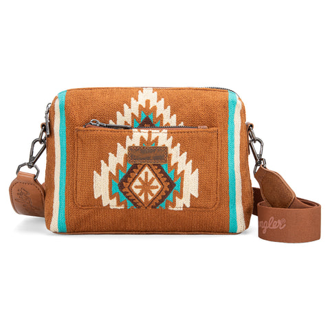 WG174-1832  Wrangler Southwestern Knitted Crossbody Bag  - Brown