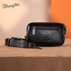 WG174-1833  Wrangler Southwestern Knitted Mini Crossbody/Wallet - Black