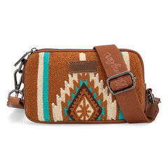 WG174-1833  Wrangler Southwestern Knitted Mini Crossbody/Wallet - Brown