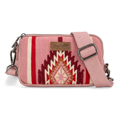 WG174-1833  Wrangler Southwestern Knitted Mini Crossbody/Wallet - Hot Pink