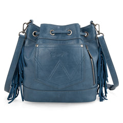 WG174-2029  Wrangler Southwestern Knitted Drawstring Crossbody Bag  -Jean