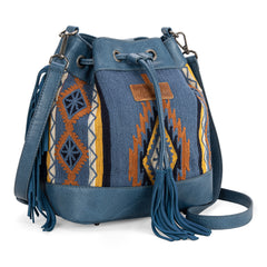 WG174-2029  Wrangler Southwestern Knitted Drawstring Crossbody Bag  -Jean