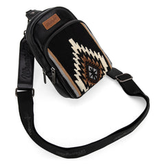 WG174-210  Wrangler Southwestern Knitted Sling Bag - Black