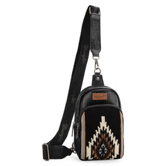 WG174-210  Wrangler Southwestern Knitted Sling Bag - Black