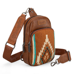 WG174-210  Wrangler Southwestern Knitted Sling Bag - Brown