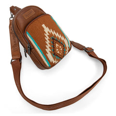 WG174-210  Wrangler Southwestern Knitted Sling Bag - Brown