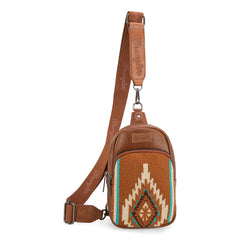 WG174-210  Wrangler Southwestern Knitted Sling Bag - Brown