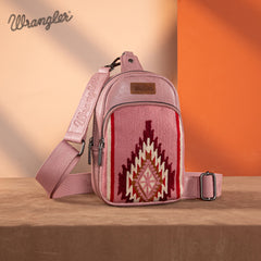 WG174-210  Wrangler Southwestern Knitted Sling Bag  - Hot Pink