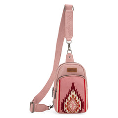 WG174-210  Wrangler Southwestern Knitted Sling Bag  - Hot Pink