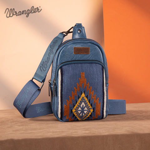 WG174-210  Wrangler Southwestern Knitted Sling Bag  - Jean