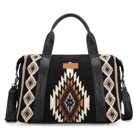 PRE-ORDER. WG174-5110  Wrangler Southwestern Print Duffle Bag - Black