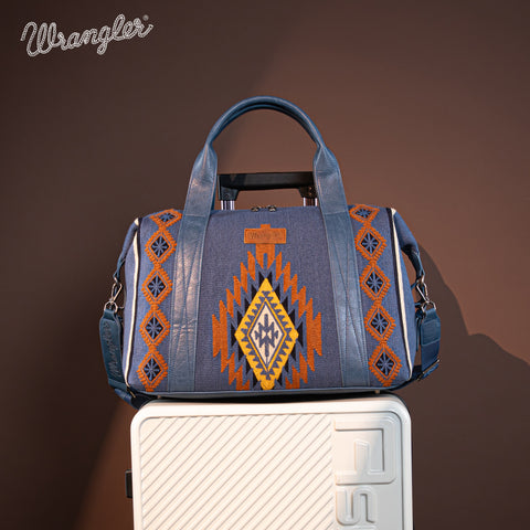 PRE-ORDER. WG174-5110  Wrangler Southwestern Print Duffle Bag - Jean