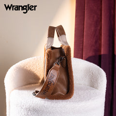 WG181-8120S  Wrangler Sherpa Small CanvasTote/Crossbody - Brown