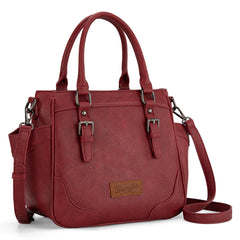 WG187-8318  Wrangler Carry-All Buckle Tote/Crossbody - Burgundy