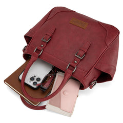 WG187-8318  Wrangler Carry-All Buckle Tote/Crossbody - Burgundy