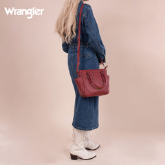 WG187-8318  Wrangler Carry-All Buckle Tote/Crossbody - Burgundy