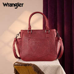 WG187-8318  Wrangler Carry-All Buckle Tote/Crossbody - Burgundy