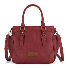 WG187-8318  Wrangler Carry-All Buckle Tote/Crossbody - Burgundy