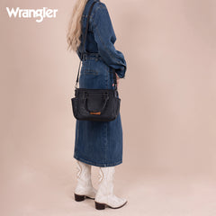 WG187-8318  Wrangler Carry-All Buckle Tote/Crossbody - Black