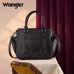 WG187-8318  Wrangler Carry-All Buckle Tote/Crossbody - Black