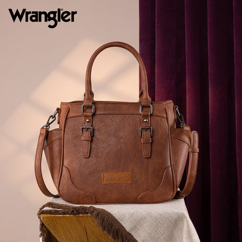 WG187-8318  Wrangler Carry-All Buckle Tote/Crossbody - Brown