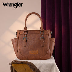 WG187-8318  Wrangler Carry-All Buckle Tote/Crossbody - Brown