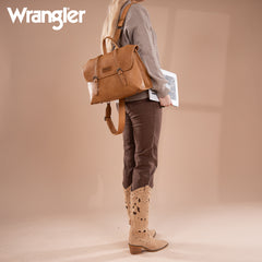 WG190-8319  Wrangler Top Handle Carry Satchel/Laptop Bag/Backpack/Crossbody -Light Brown