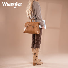 WG190-8319  Wrangler Top Handle Carry Satchel/Laptop Bag/Backpack/Crossbody -Light Brown