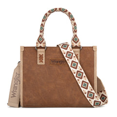 WG203-8250  Wrangler Aztec Print Tote/Crossbody - Brown