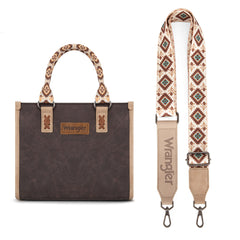 WG203-8250  Wrangler Aztec Print Tote/Crossbody - Coffee