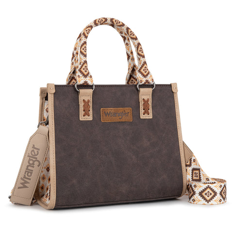 WG203-8250  Wrangler Aztec Print Tote/Crossbody - Coffee