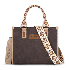 WG203-8250  Wrangler Aztec Print Tote/Crossbody - Coffee