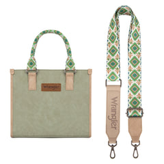 WG203-8250  Wrangler Aztec Print Tote/Crossbody - Green