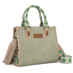 WG203-8250  Wrangler Aztec Print Tote/Crossbody - Green