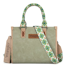 WG203-8250  Wrangler Aztec Print Tote/Crossbody - Green