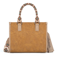 WG203-8250  Wrangler Aztec Print Tote/Crossbody - Light Brown