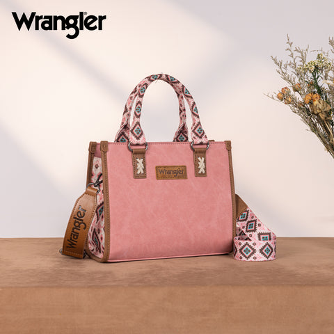 WG203-8250  Wrangler Aztec Print Tote/Crossbody - Pink