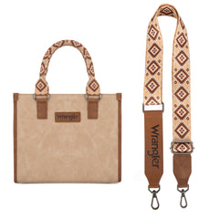 WG203-8250  Wrangler Aztec Print Tote/Crossbody - Tan