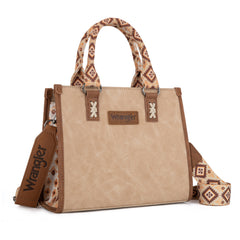 WG203-8250  Wrangler Aztec Print Tote/Crossbody - Tan