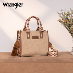 WG203-8250  Wrangler Aztec Print Tote/Crossbody - Tan