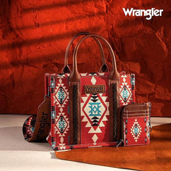 WG2203-8120SW Wrangler Aztec Small Tote/Crossbody and Card Case Set 2P ...