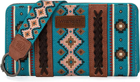 WG2203-W006  Wrangler Southwestern Art Print Wallet  -Dark Turquoise