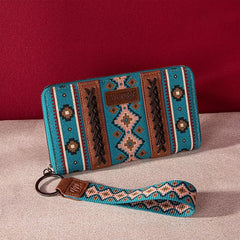 WG2203-W006  Wrangler Southwestern Art Print Wallet  -Dark Turquoise