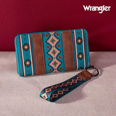 WG2203-W006  Wrangler Southwestern Art Print Wallet  -Dark Turquoise