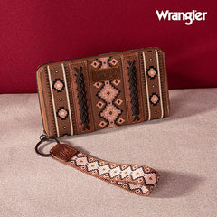 WG2203-W006  Wrangler Southwestern Art Print Wallet  Dark Brown