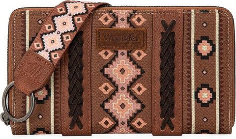 WG2203-W006  Wrangler Southwestern Art Print Wallet  Dark Brown